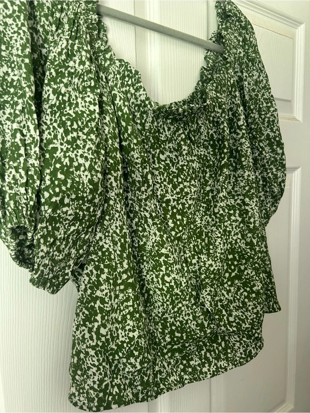 Abercrombie & Fitch Women's Green and White Blouse